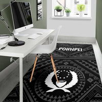 Pohnpei Area Rug - Pohnpei Seal With Polynesian Tattoo Style ( Black) - Polynesian Pride