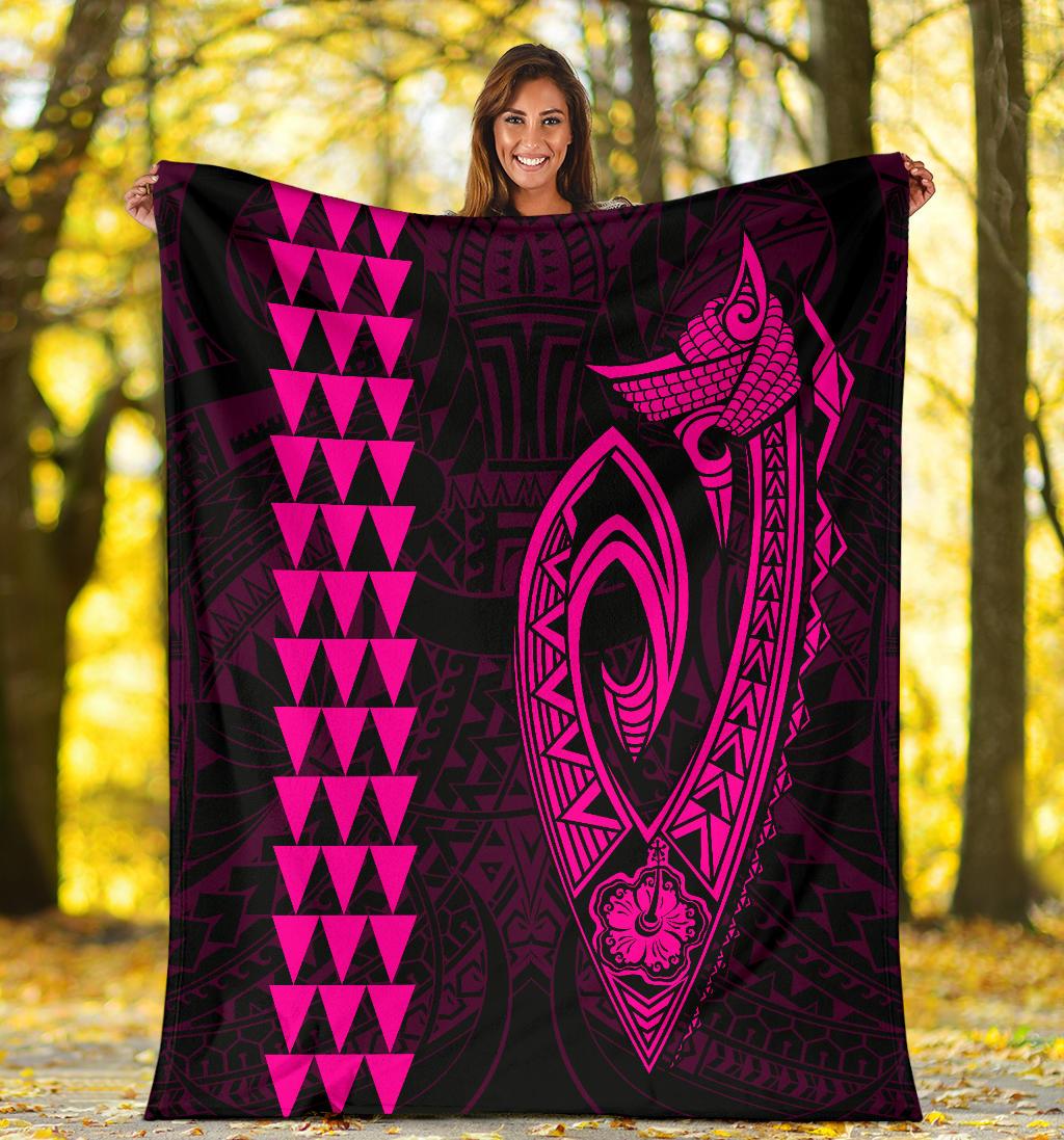 Hawaii Kakau Makau Fish Hook Polynesian Premium Blanket - Pink - Polynesian Pride