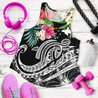 Papua New Guinea Polynesian Women's Racerback Tank - Summer Plumeria (Black) Black - Polynesian Pride