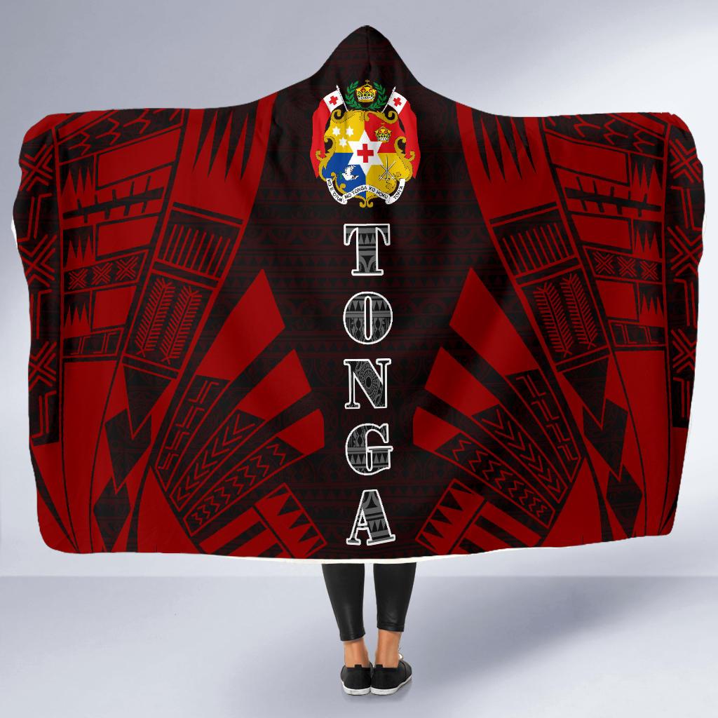 Tonga Hooded Blanket - Polynesian Tattoo Red - Polynesian Pride