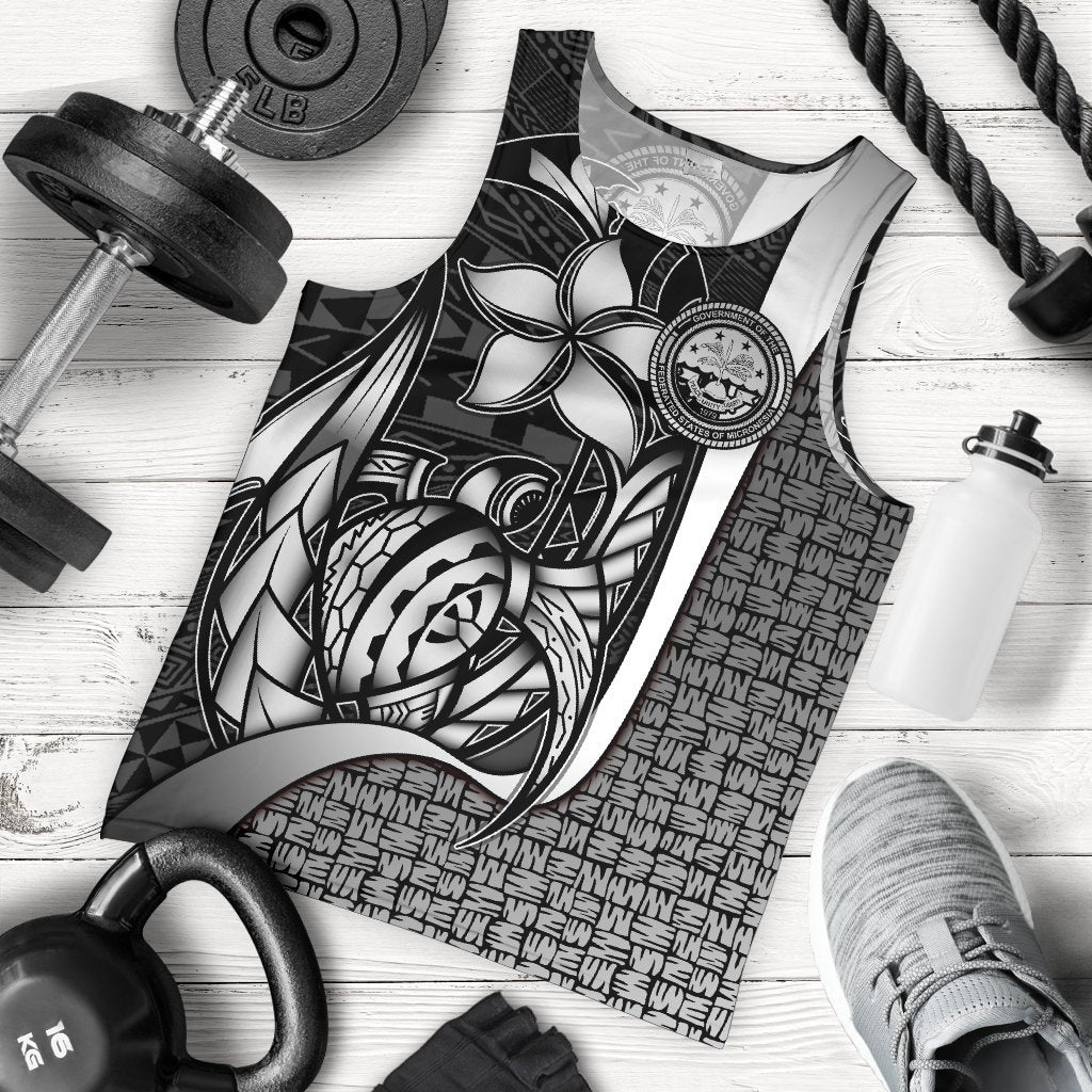 Federated States of Micronesia Men's Tank Top White - Turtle With Hook - Polynesian Pride