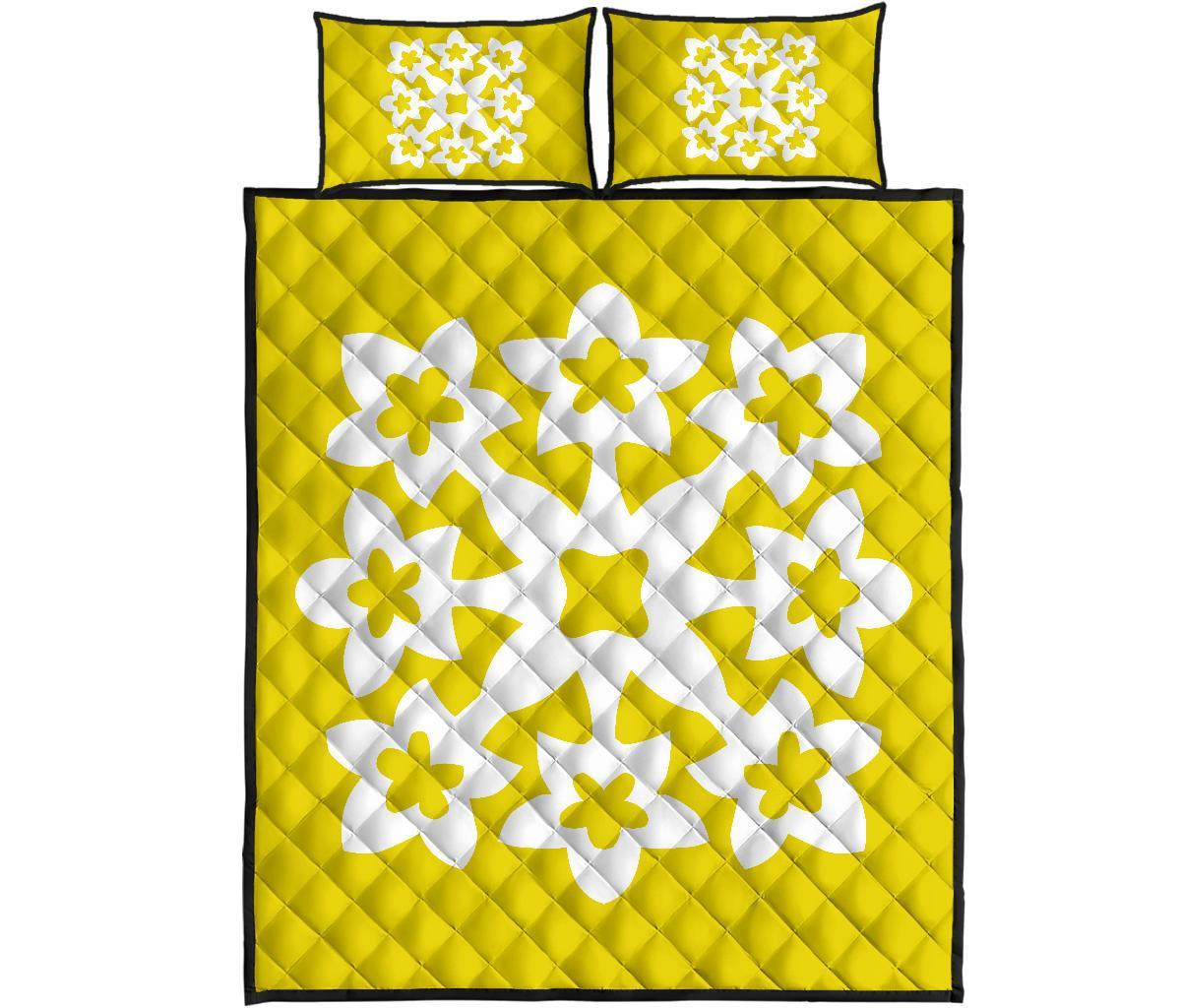 Hawaiian Quilt Bed Set Royal Pattern - Yellow - A1 Style Yellow - Polynesian Pride