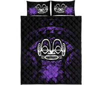 Marquesas Islands Polynesian Quilt Bed Set Hibiscus Purple - Polynesian Pride