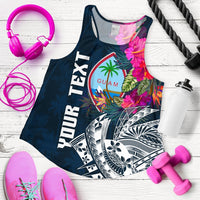 Guam Custom Personalised Women's Racerback Tank - Summer Blue - Polynesian Pride