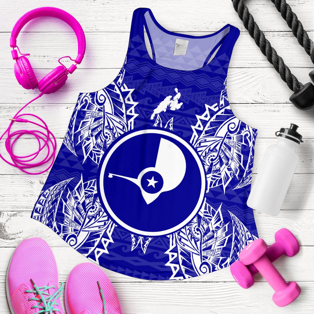 Yap Polynesian Women Tank Top Map Blue - Polynesian Pride