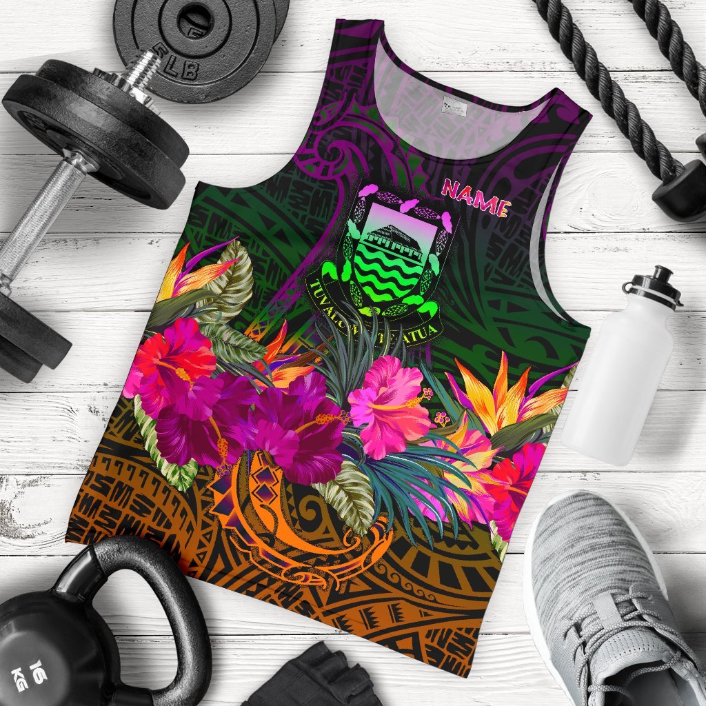 Tuvalu Personalised Men's Tank Top - Summer Hibiscus Reggae - Polynesian Pride