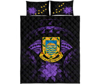Tuvalu Polynesian Quilt Bed Set Hibiscus Purple - Polynesian Pride