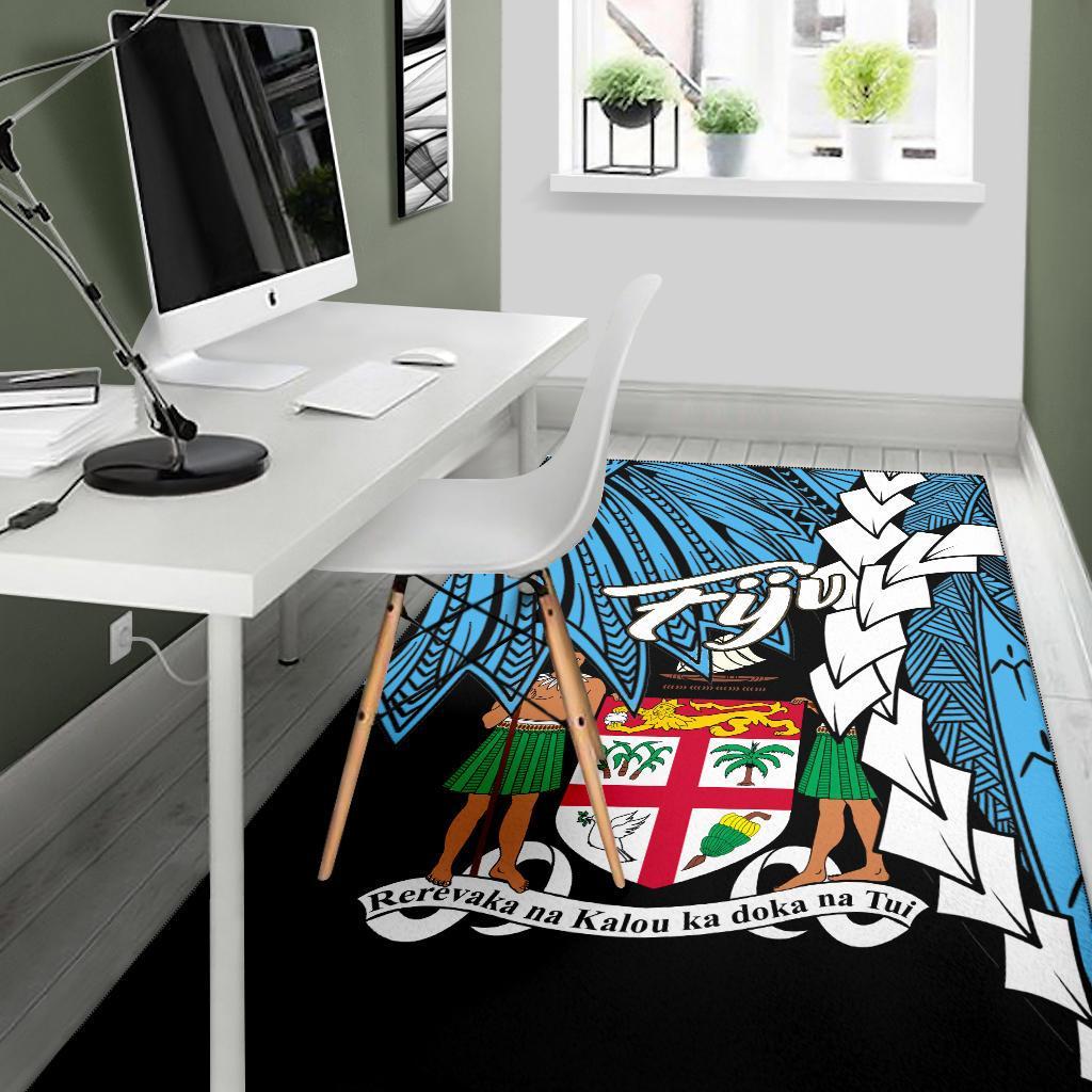 Fiji Polynesian Area Rug - Tribal Wave Tattoo Flag Style - Polynesian Pride