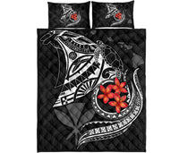Hawaiian Polynesian Quilt Bed Set - Kanaka Maoli & White Manta Ray Turtle Tentacle - Polynesian Pride