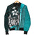 Chuuk Micronesian Men's Bomber Jackets Turquoise - Turtle With Hook - Polynesian Pride