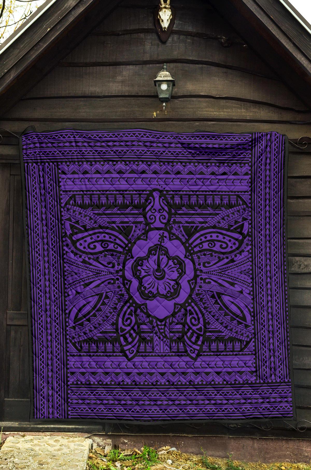 Hawaii Polyensian Turtle Premium Quilt Purple - Polynesian Pride