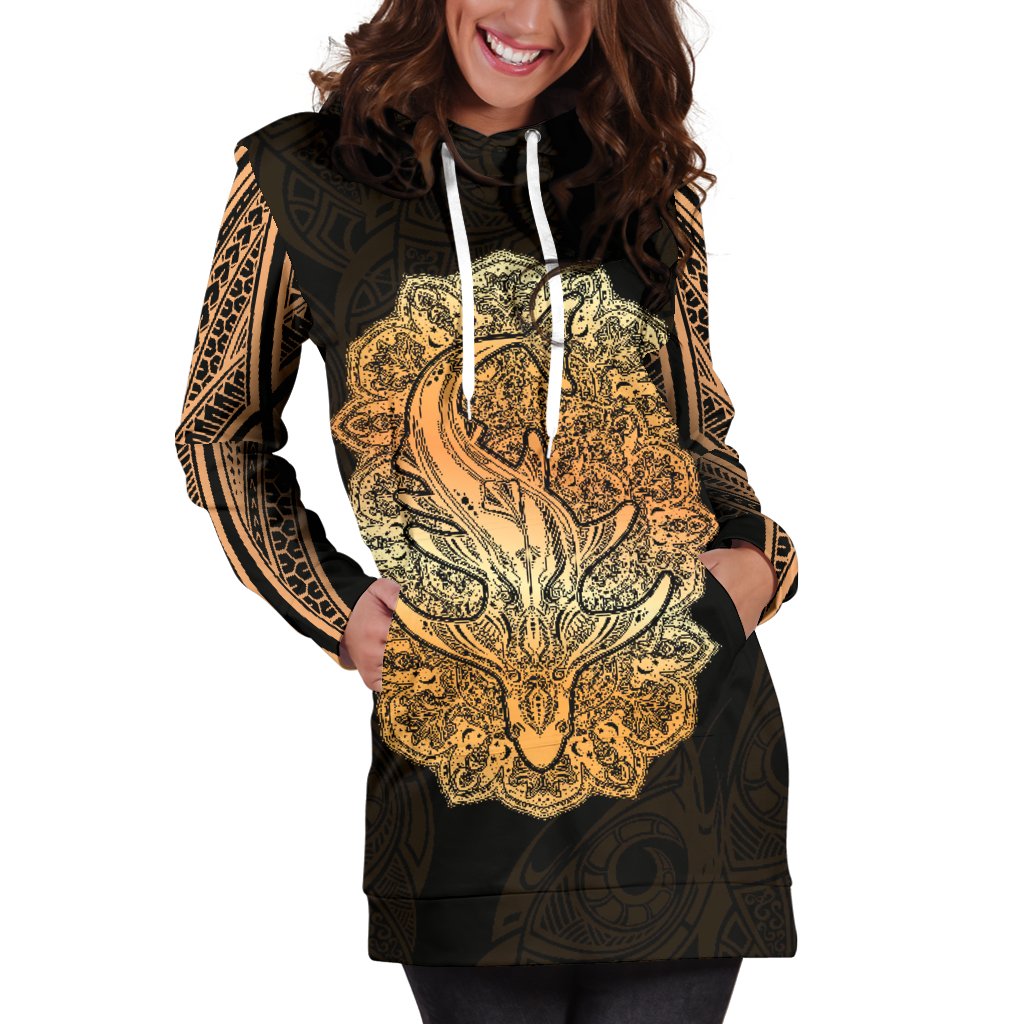 Wild Shark Polynesian Women's Hoodie Dress - Polynesian Pride