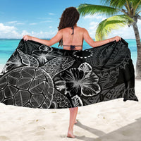 Cook Islands Sarong - Turtle Hibiscus Pattern Black - Polynesian Pride