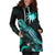 Nauru Polynesian Hoodie Dress - Turtle With Blooming Hibiscus Turquoise - Polynesian Pride