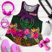 Palau Personalised Women's Racerback Tank - Summer Hibiscus Art - Polynesian Pride
