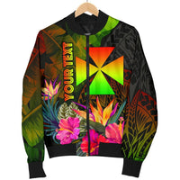 Wallis and Futuna Polynesian Personalised Men's Bomber Jacket - Hibiscus and Banana Leaves - Polynesian Pride