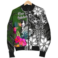 New Caledonia Men Bomber Jacket - Turtle Plumeria Banana Leaf Crest - Polynesian Pride