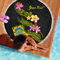 Tuvalu Custom Personalised Beach Blanket - Plumeria Tribal - Polynesian Pride