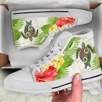Polynesian Hawaii High Top Shoes Turtle Colorful Unisex White - Polynesian Pride