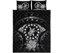 Cook Islands Polynesian Quilt Bed Set Hibiscus Gray - Polynesian Pride