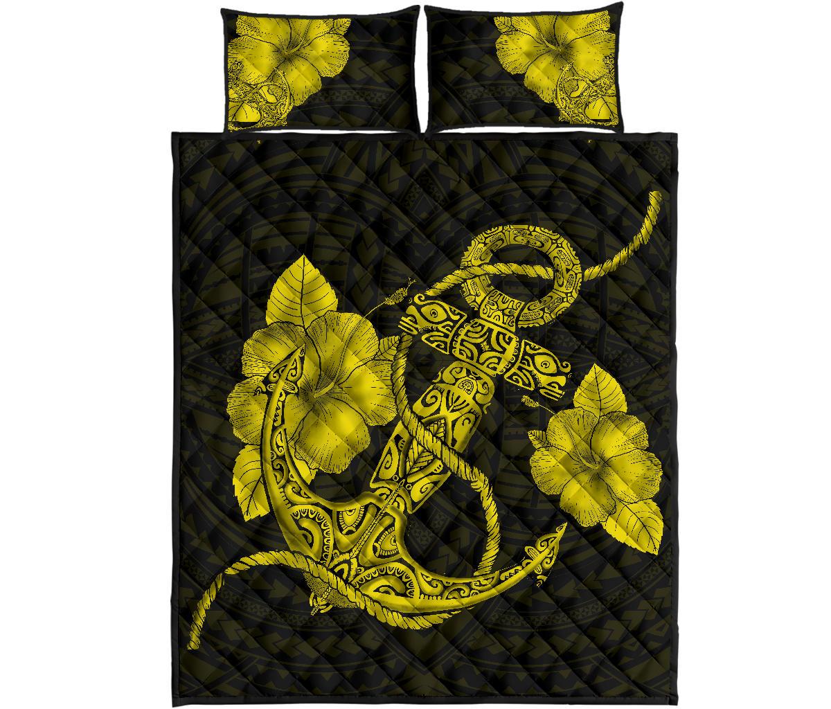 Anchor Poly Tribal Quilt Bed Set Yellow Yellow - Polynesian Pride