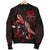 Tuvalu Polynesian Men's Bomber Jacket - Turtle With Blooming Hibiscus Red - Polynesian Pride
