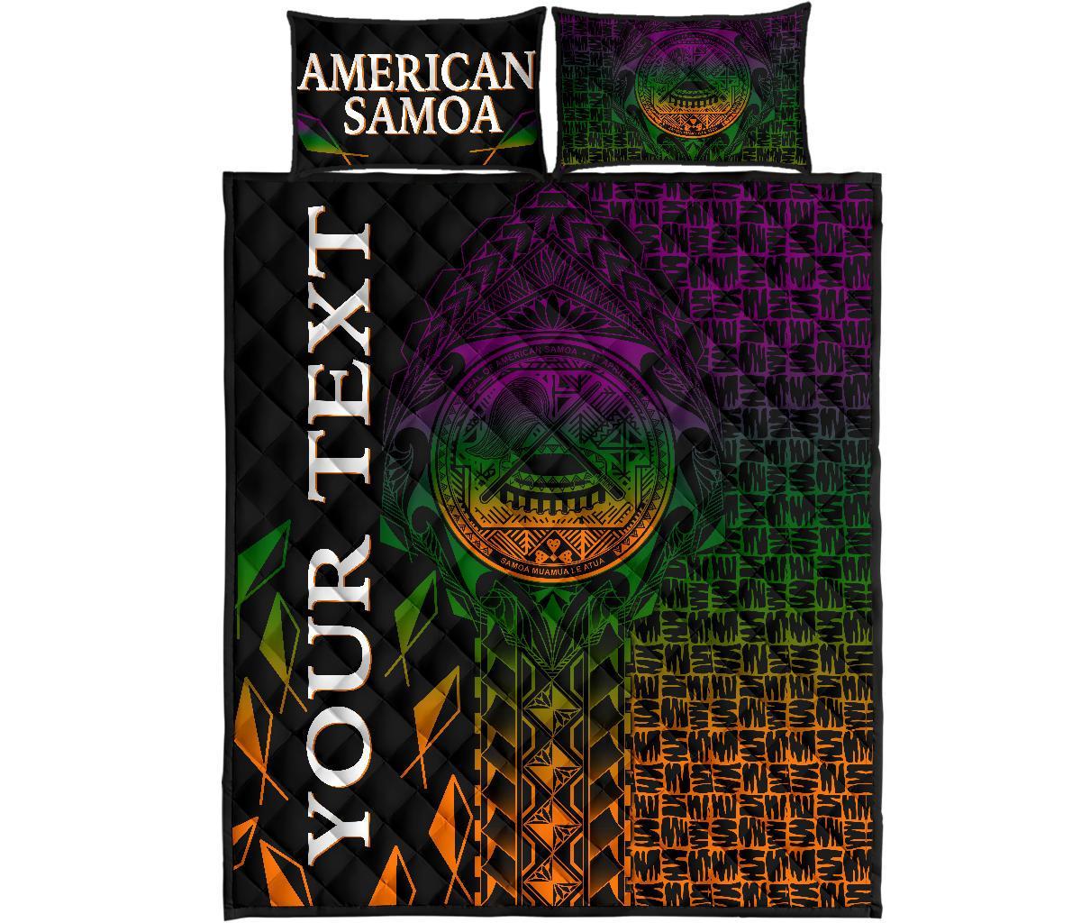 American Samoa Custom Personalised Quilt Bed Set - AS Seal Rocket Style - Polynesian Pride