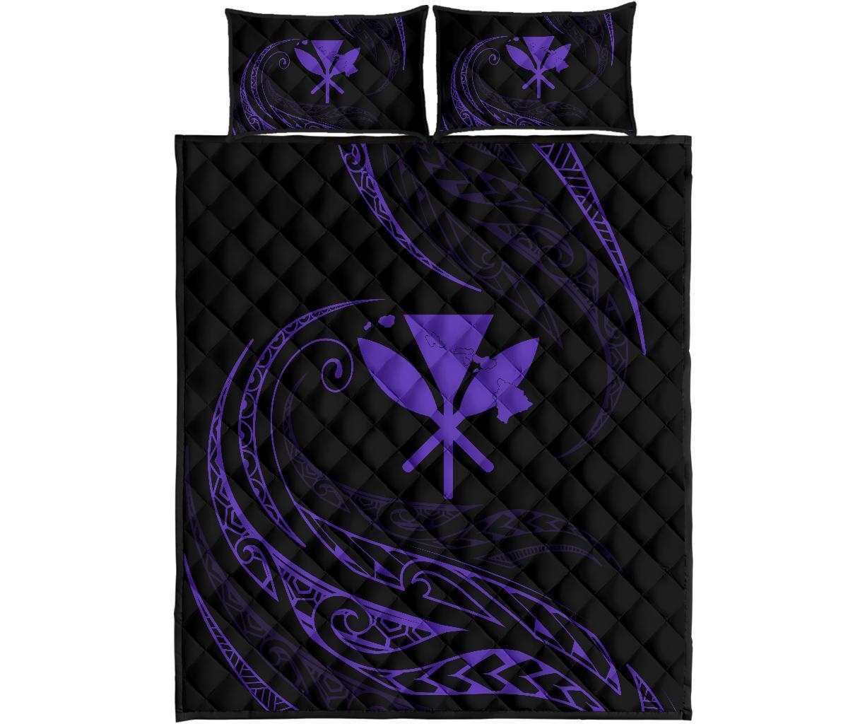 Kanaka Quilt Bed Set - Purple - Frida Style Black - Polynesian Pride