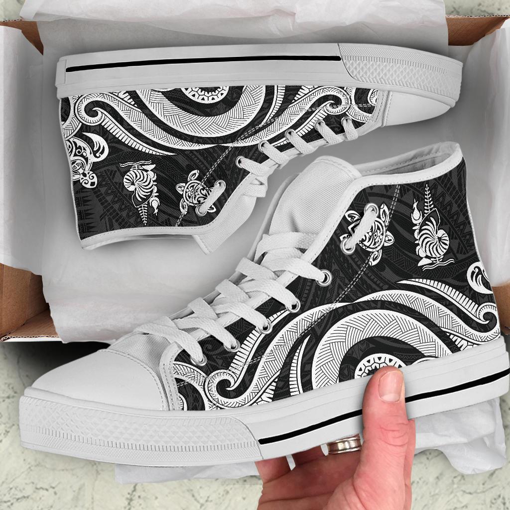 New Caledonia High Top Canvas Shoes - White Tentacle Turtle - Polynesian Pride