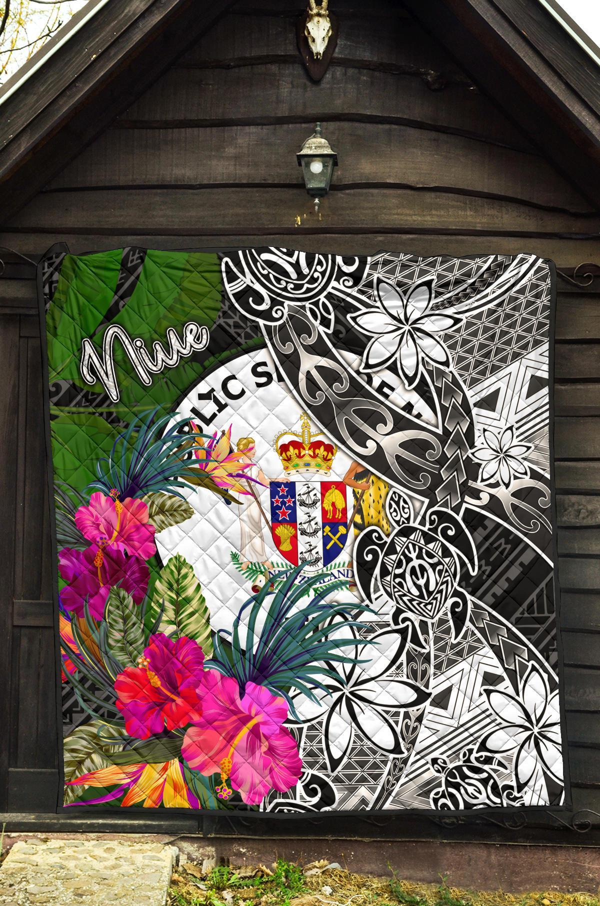 Niue Premium Quilt - Turtle Plumeria Banana Leaf - Polynesian Pride