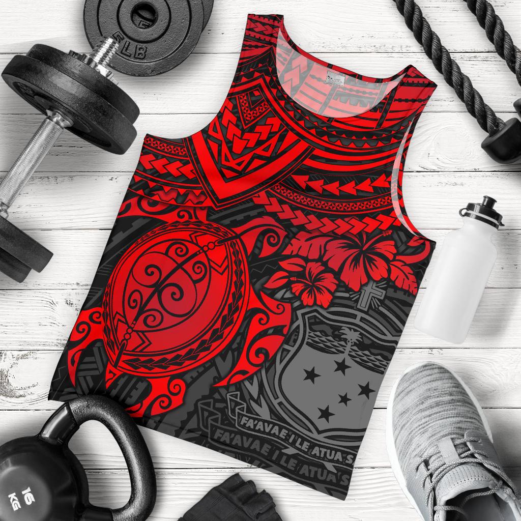 Samoa Polynesian Men's Tank Top - Red Turtle RED - Polynesian Pride