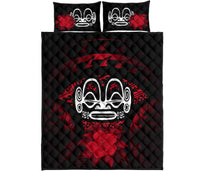 Marquesas Islands Polynesian Quilt Bed Set Hibiscus Red - Polynesian Pride