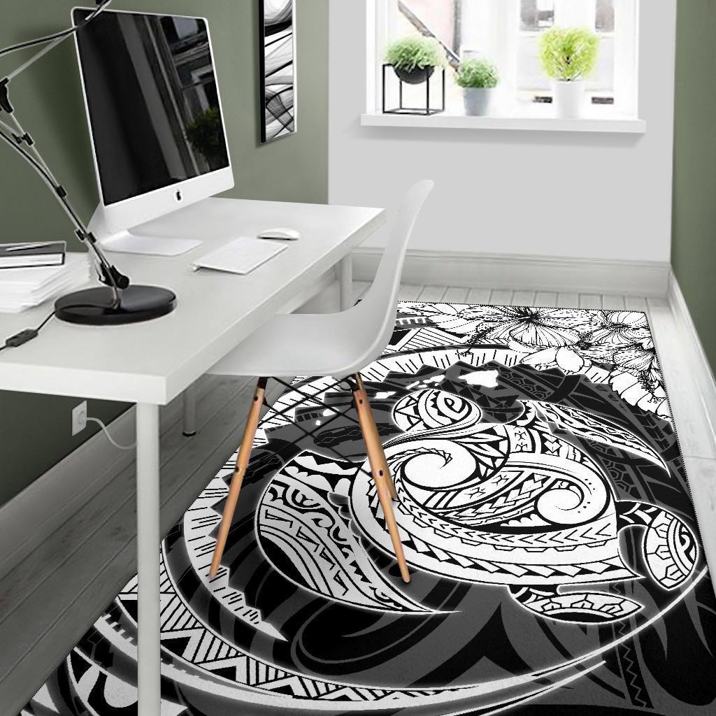 Hawaiian Map Kanaka Honu Hibiscus Globular Polynesian Area Rug AH - Polynesian Pride