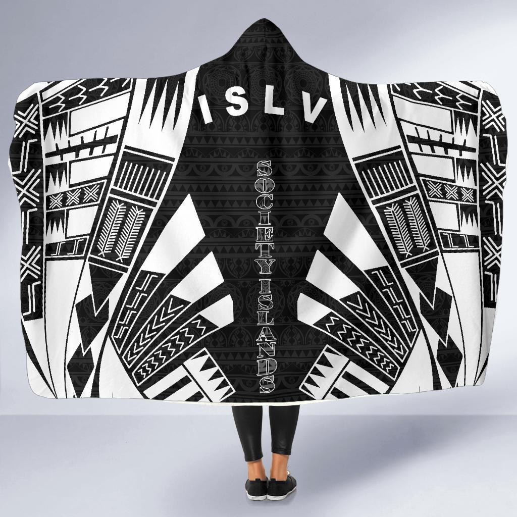 Society Islands Hooded Blanket - Polynesian Tattoo Black - Polynesian Pride