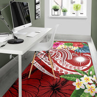 Marshall Islands Polynesian Area Rug - Summer Plumeria (Red) - Polynesian Pride