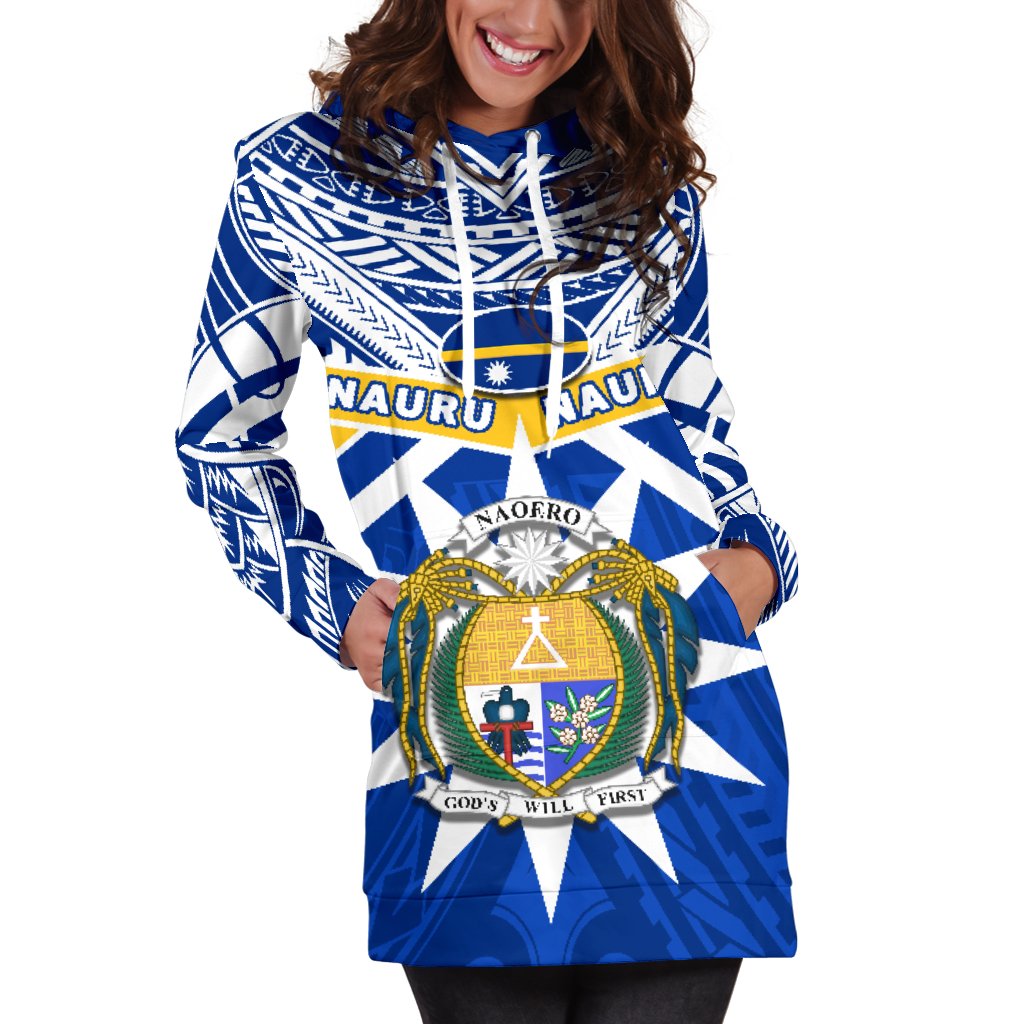 Nauru Rugby Women Hoodie Dress Symbol Star Polynesian - Polynesian Pride