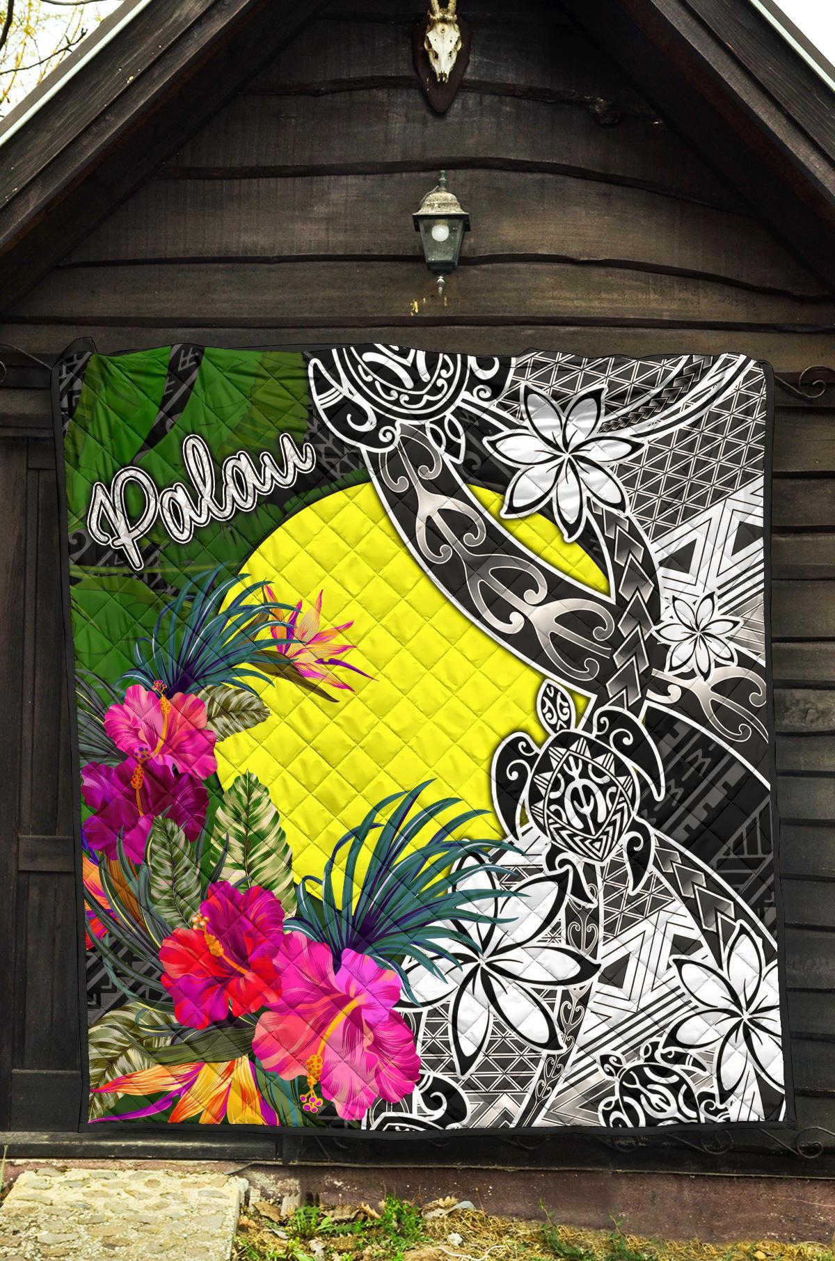 Palau Premium Quilt - Turtle Plumeria Banana Leaf - Polynesian Pride