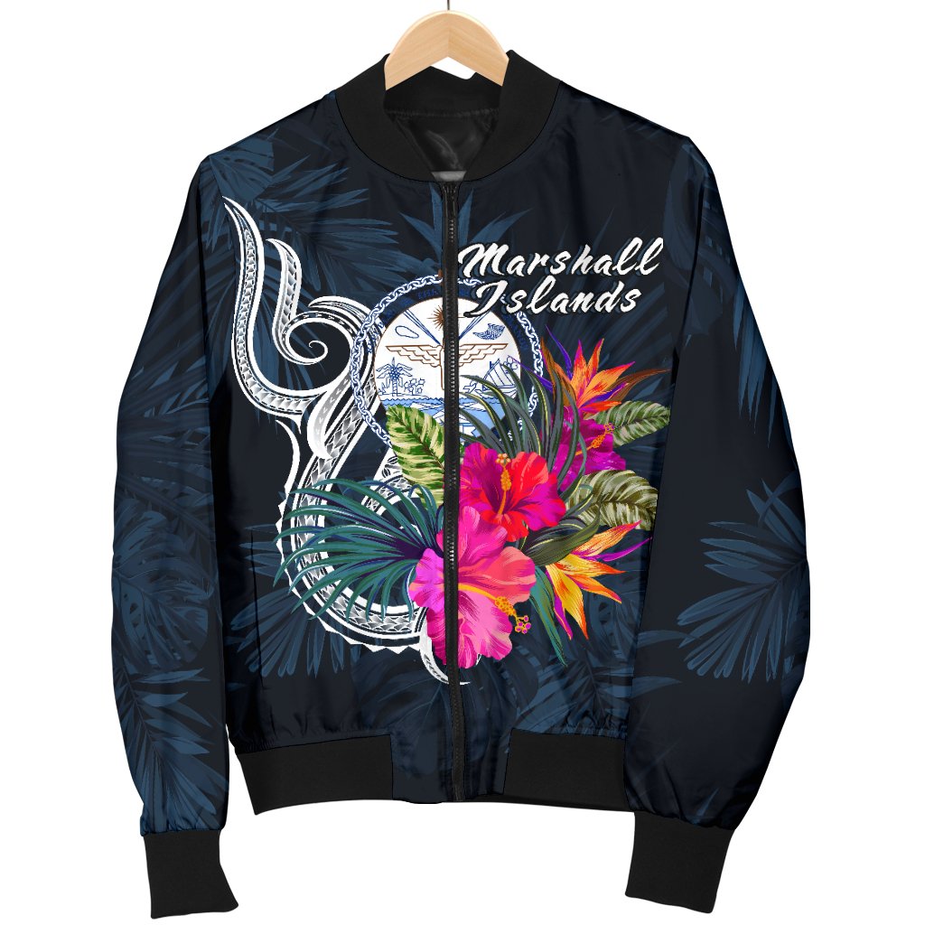 Marshall Islands Polynesian Men's Bomber Jacket - Tropical Flower - Polynesian Pride