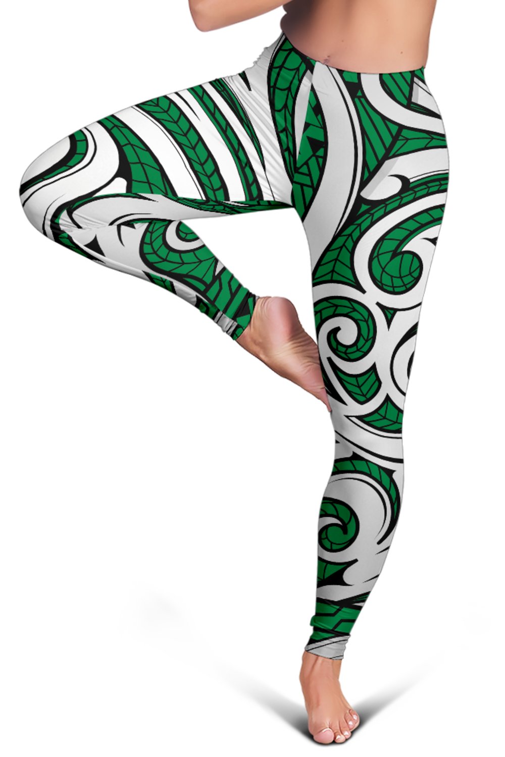 Polynesian Maori Ethnic Ornament Green Hawaii Women's Leggings AH - Polynesian Pride
