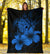 Hawaii Hibiscus Premium Blanket - Turtle Map - Traffic Blue - Polynesian Pride