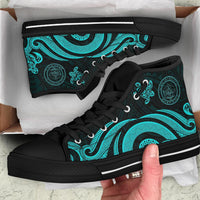 Palau High Top Canvas Shoes - Turquoise Tentacle Turtle - Polynesian Pride