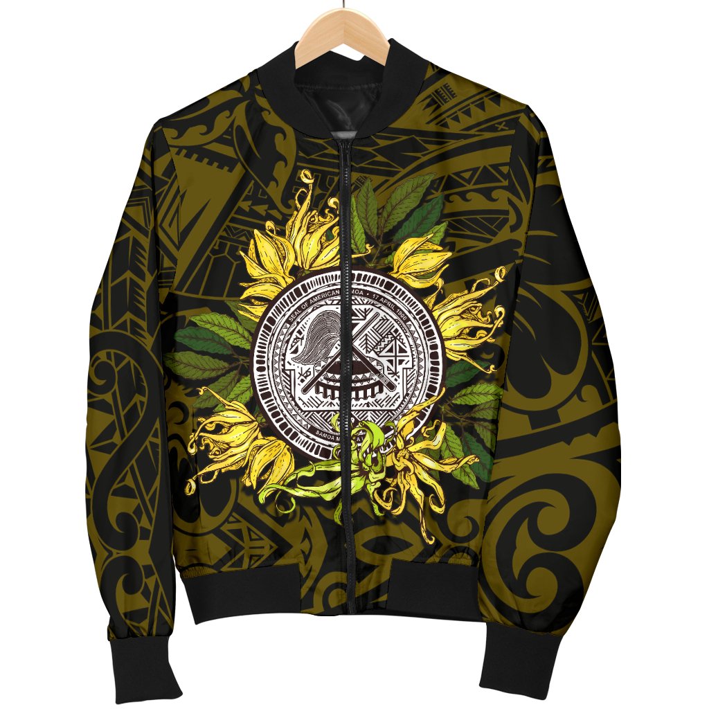 American samoa Men's Bomber Jacket Ylang Ylang Flowers - Polynesian Pride