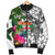 Fiji Custom Personalised Men's Bomber Jacket White - Turtle Plumeria Banana Leaf Crest - Polynesian Pride