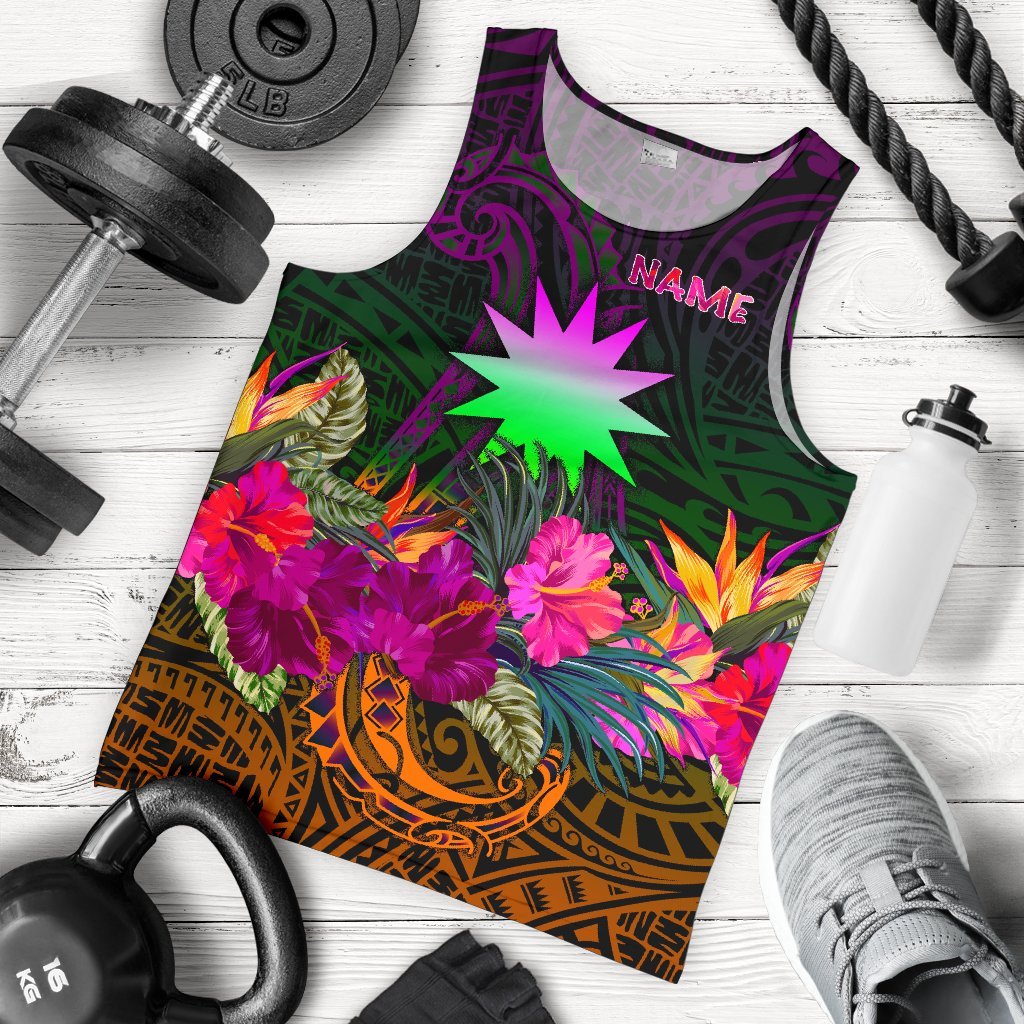 Nauru Personalised Men's Tank Top - Summer Hibiscus Reggae - Polynesian Pride
