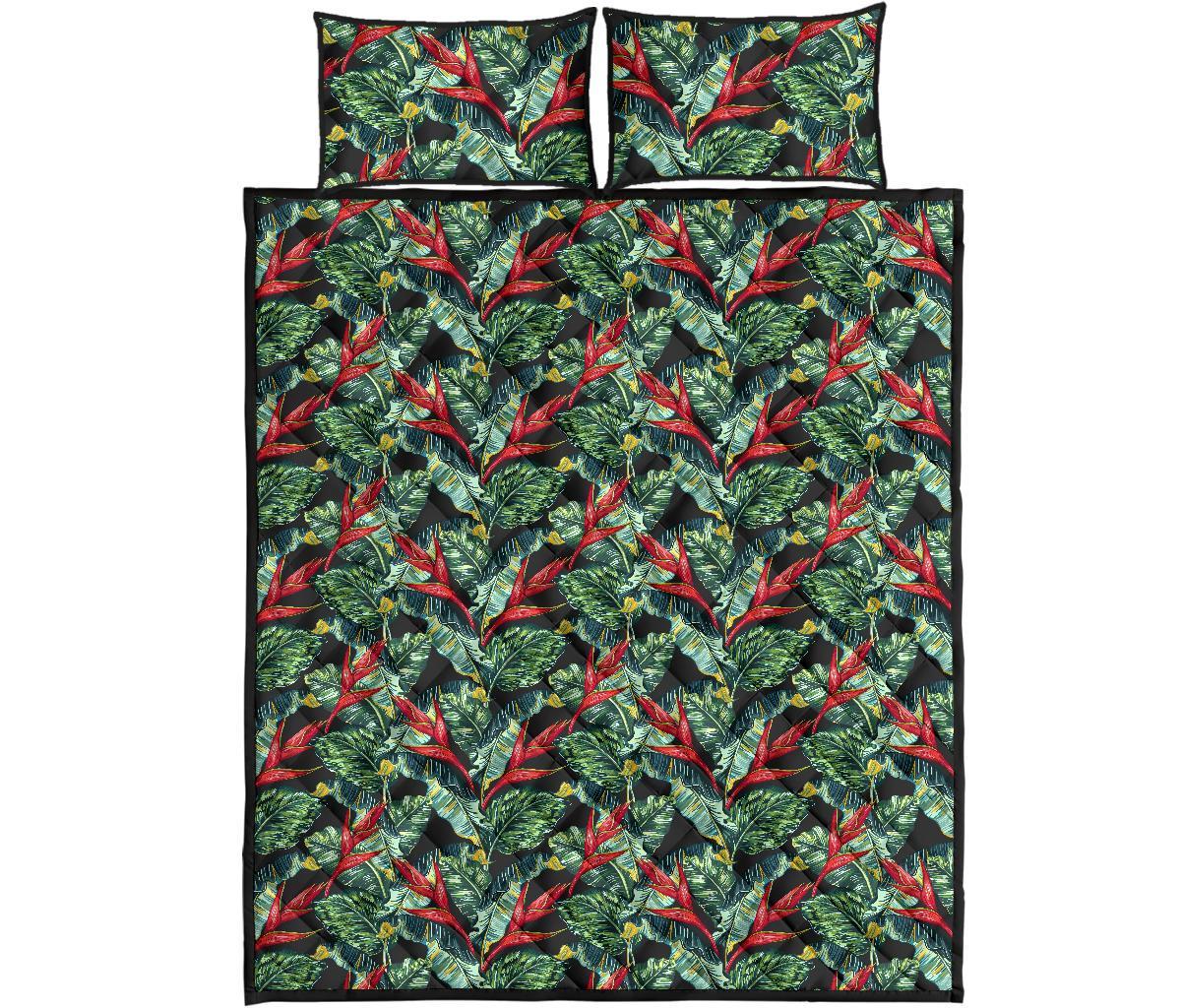 Tropical Monstera Leaf Green Mix Quilt Bed Set Art - Polynesian Pride