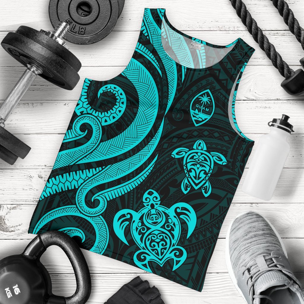 Guam Men's Tank Top - Turquoise Tentacle Turtle Turquoise - Polynesian Pride