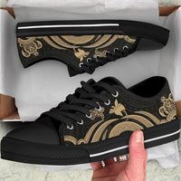 Papua New Guinea Low Top Canvas Shoes - Gold Tentacle Turtle - Polynesian Pride