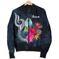 Guam Polynesian Men's Bomber Jacket - Tropical Flower - Polynesian Pride