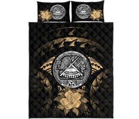 American Samoa Polynesian Quilt Bed Set Hibiscus Golden - Polynesian Pride