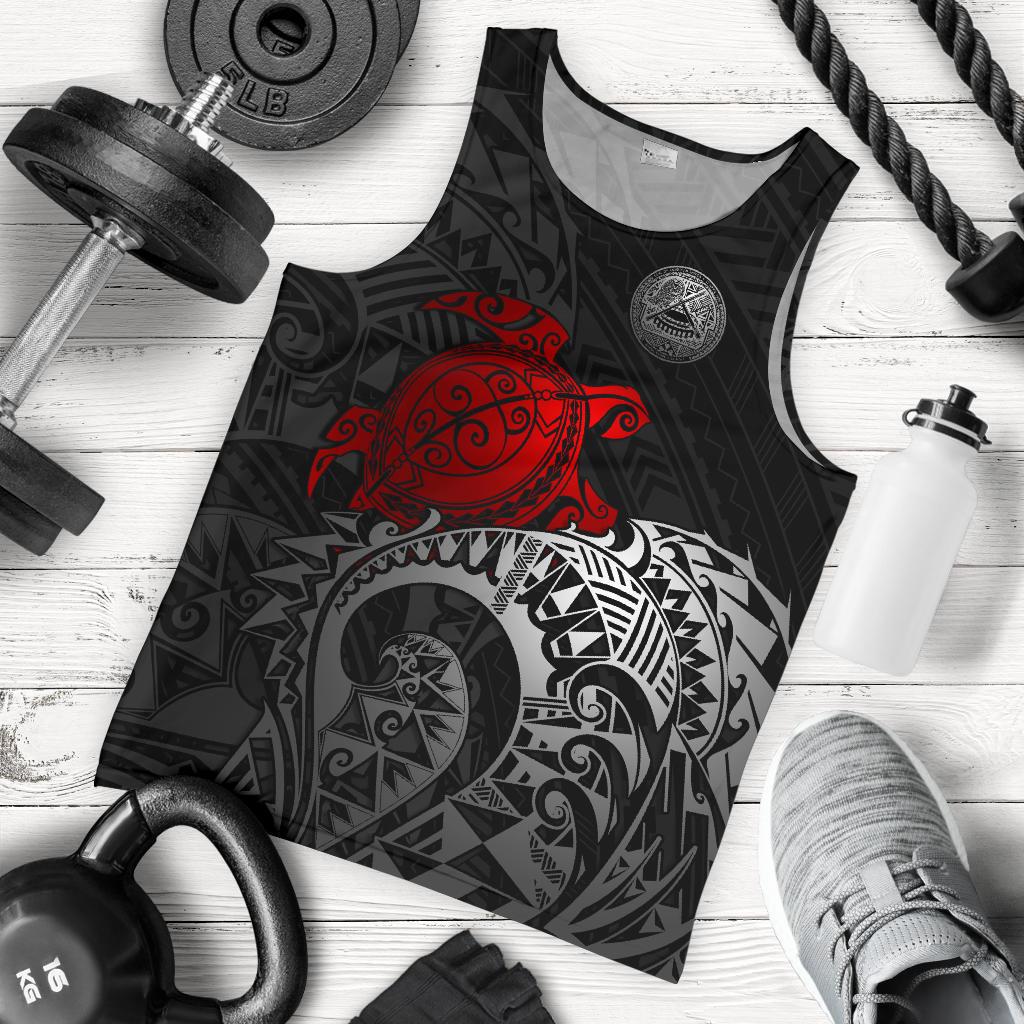 American Samoa Polynesian Men's Tank Top - Polynesian Turtle (Red) RED - Polynesian Pride